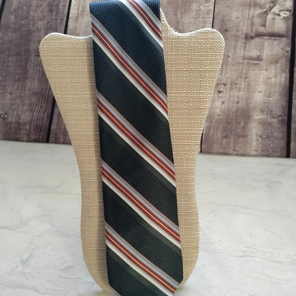 Robert Talbott Men's Striped Tie  Gray Multicolored Finest Silk Handsewn Retro